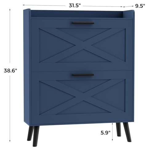 Homleke Farmhouse Shoe Storage Cabinet with Flip Drawers & Barn - Image 3