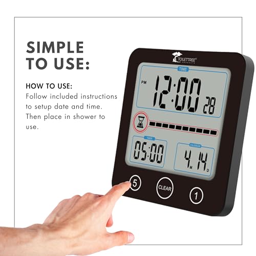 ToiletTree Products Digital Bathroom Shower Clock with Alarm & - Image 7