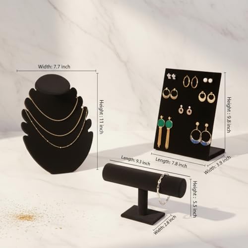 3 Pcs Black Velvet Jewelry Display Set, Necklace Bus | Storage & Organ - Image 4