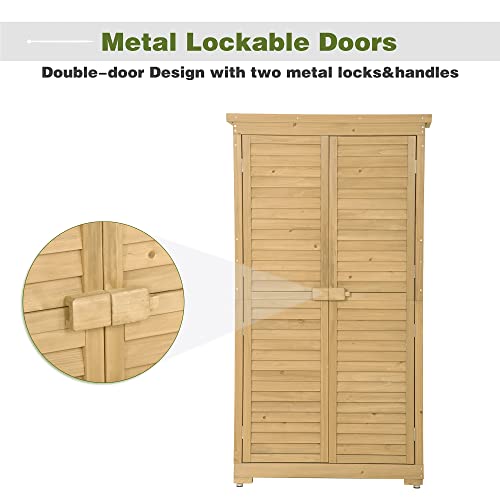 Outdoor Garden Storage Shed, Vertical Storage Cabinet with 3 - Image 7