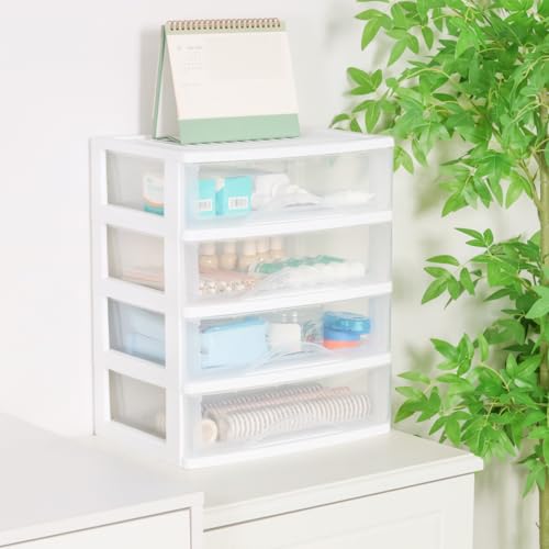 BYCY Plastic Stackable Storage 4 Drawers, White Bath | All Products - Image 3