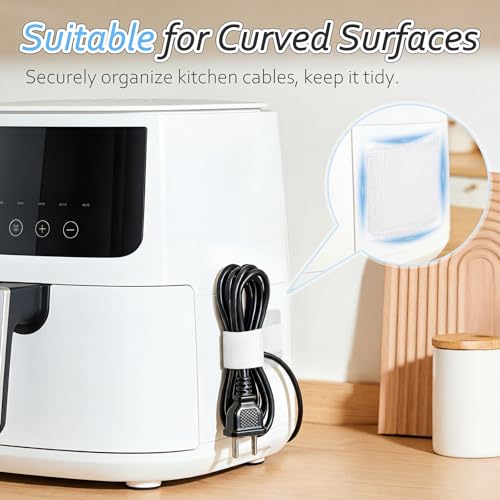 Cable Management Under Desk Detachable Cable Straps, White - Image 5