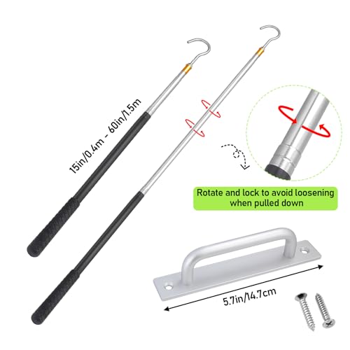 Attic Ladder Pull Down Kit, 60" Rod with Aluminum Handle & - Image 3