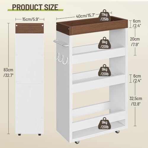Slim Storage Cart, 4-Tier Rolling Utility Cart 999WHSTC140 - Image 4