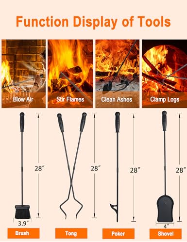 Fireplace Tools 5 Pcs 31.5In Fireplace Tool Set Indoor - Image 4