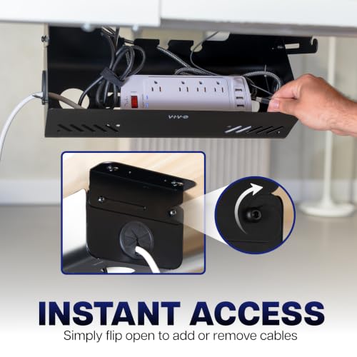 VIVO Black Screw-On Flip-Open 19 in Cable Management Box - Image 4