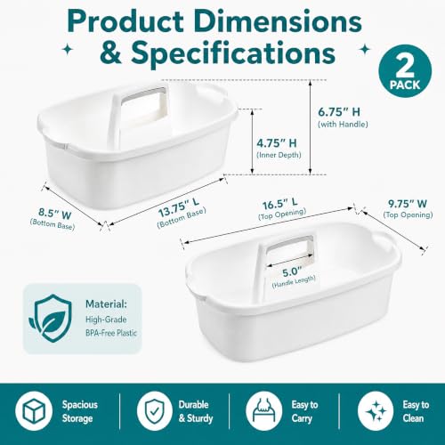 TOPZEA 2 Pack Cleaning Supplies Caddy, Large Plastic Cleaning - Image 3