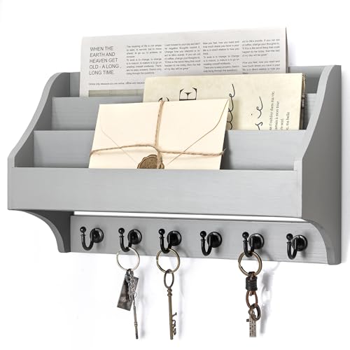 Mail Organizer Wall Mounted with Mail Slot for Home, Gray - Image 2
