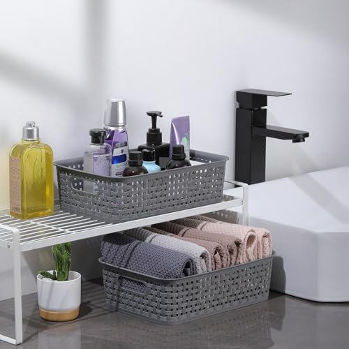NETANY Plastic Storage Baskets - 8 Pack, Gray - Image 6