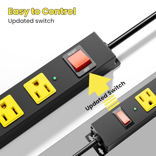10 Outlet Metal Power Strip with 2100J Surge Protector, Heavy - Image 6