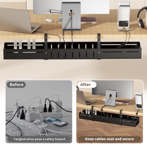 Under Desk Cable Management Tray,Expandable 25.2" – 38.6",Black - Image 4