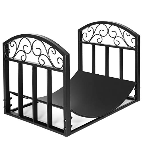 Barton 18" Wrought Iron Log Rack Black w/Scroll Design - Image 4