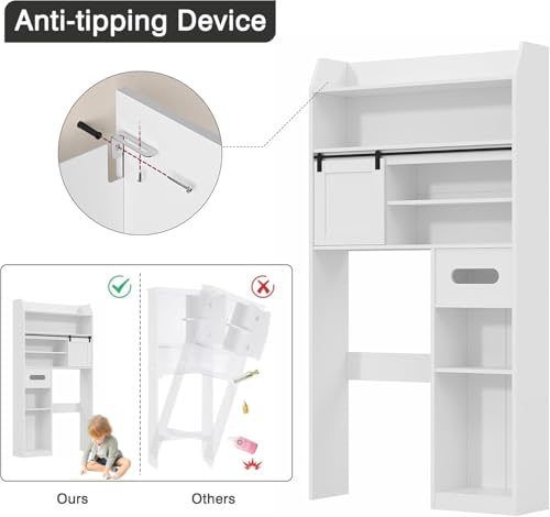 VECELO Over The Toilet Storage Cabinet with Sliding Doors - Image 8