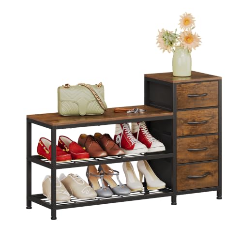EXOTICA Industrial Shoe Storage Bench with 4 Drawers & - Image 8