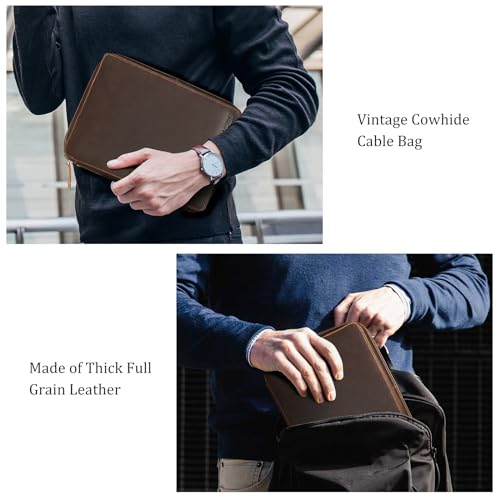 Polare Full Grain Leather Travel Cable Organizer Case Electronics - Image 7