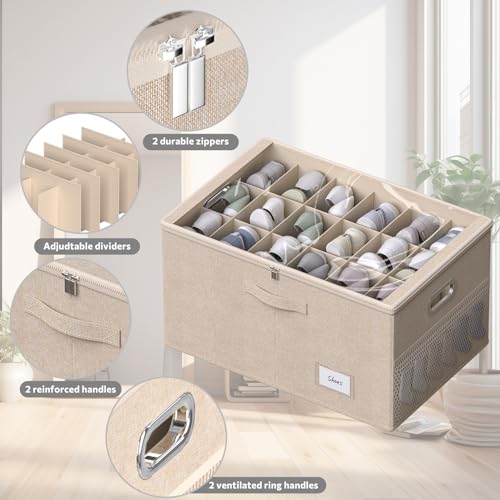 Shoe Organizer for Closet, Shoe Box Storage Containers Fit 18 - Image 7