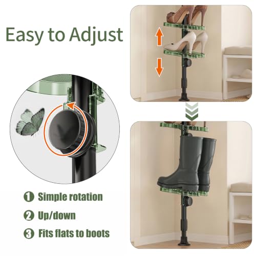 10-Tier Tension Pole Vertical Shoe Rack Tall Narrow - Image 4
