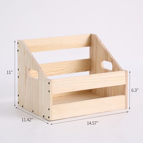 Wooden Vinyl Record Storage Crate, Desktop Record Display Stand - Image 4