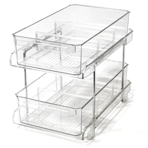 BINO 2 Tier Clear Storage Organizer with Dividers | Slide Out - Image 2