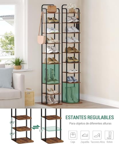 Hzuaneri 10 Tiers Vertical Shoe Rack, Tall Shoe Shelf with 2 - Image 5