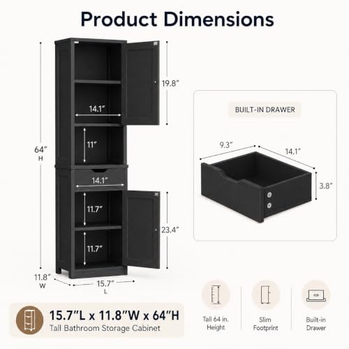 Walsunny Tall Bathroom Storage Cabinet with 6 | Home Organization - Image 3