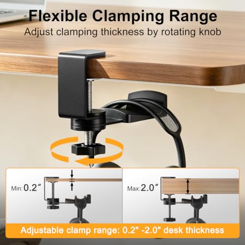 Solid Wood Metal Headphone Stand with Clamp-On Hook for Desk - Image 7