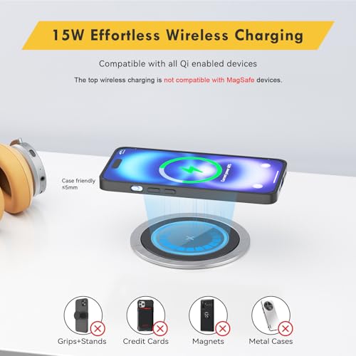 Kungfuking Pop Up Outlet for Countertop Kitchen, 15W Wireless - Image 4