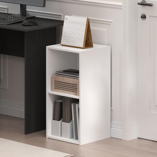 Furinno LUDER Book Shelf, 2-Cube Bookshelf, Bookcase, White - Image 3