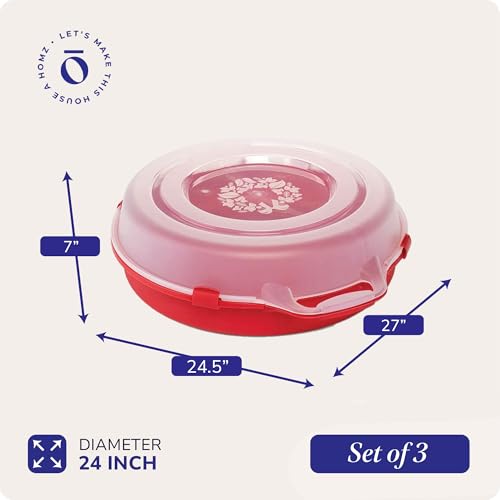 HOMZ Holiday Storage 24" Clear Plastic Wreath Container, Red - Image 4