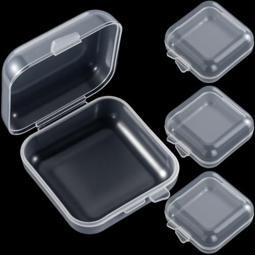 SmallCat 4Pcs Clear Plastic Box, Mini Square Storage Box with Lid - Image 2