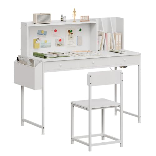 Kids Desk and Chair Set, 6-12, Study Desk with Hutch and Storage - Image 2