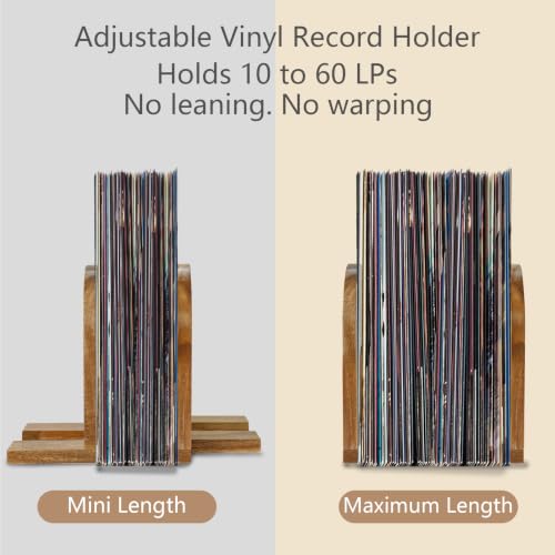 Vinyl Record Storage Stand – Solid Acacia Wood Record - Image 4