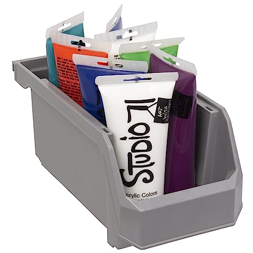 ReadySpace Medium Stackable Plastic Storage Bins, 8-Pack, Gray - Image 7