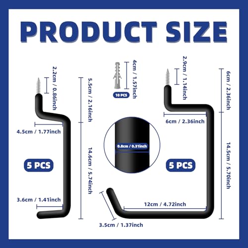 10 Pcs Ladder Hook Screw in Storage Hanger for Garage Wall - Image 3