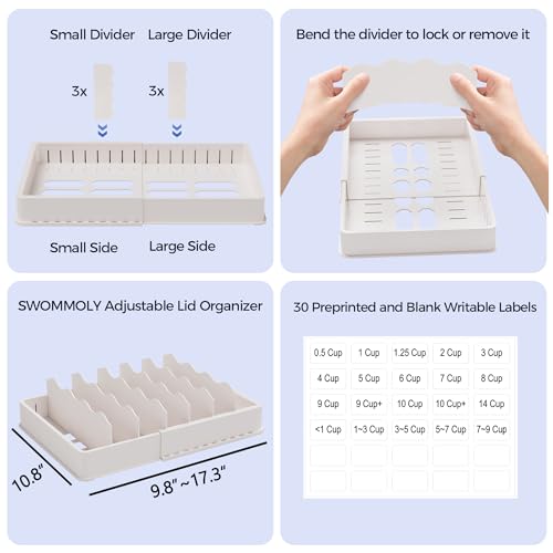 SWOMMOLY Expandable Food Container Lid Organizer for Kitchen - Image 7
