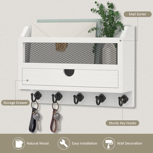 Nekon Key and Mail Holder for Wall, Key Organizer with Drawer - Image 4