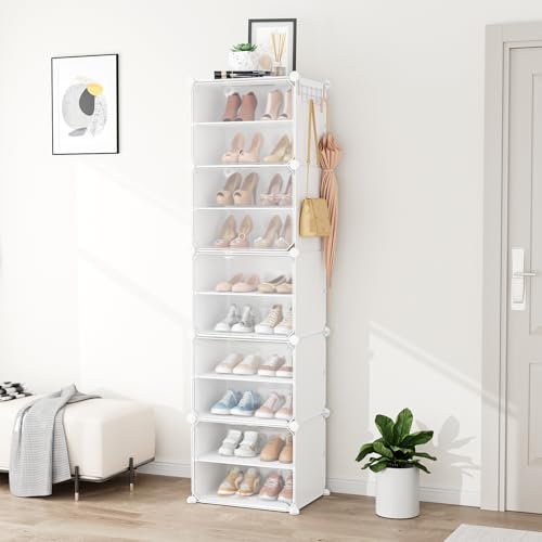 Shoe Rack 10 Tier Shoe Storage Cabinet with Door 20 Pair - Image 3