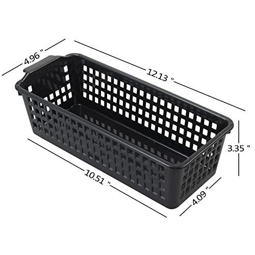 Slim Plastic Storage Baskets, Black, 6 Packs - Image 3