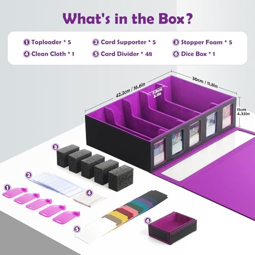 5-Row Trading Card Storage Box with Handle and Commander - Image 4