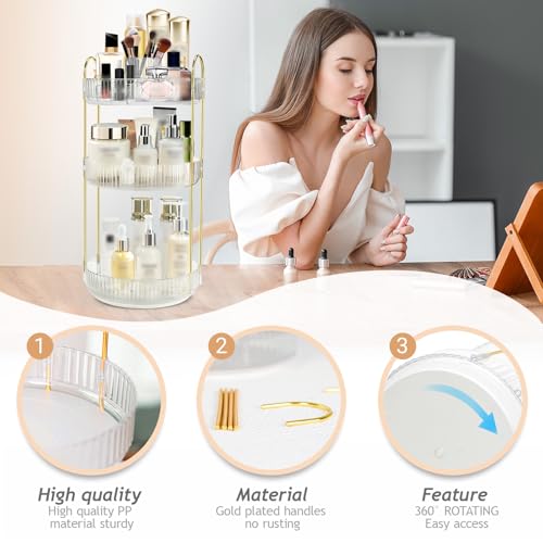 Rotating Makeup Organizer for Vanity, 9" D x 19" H - Image 5