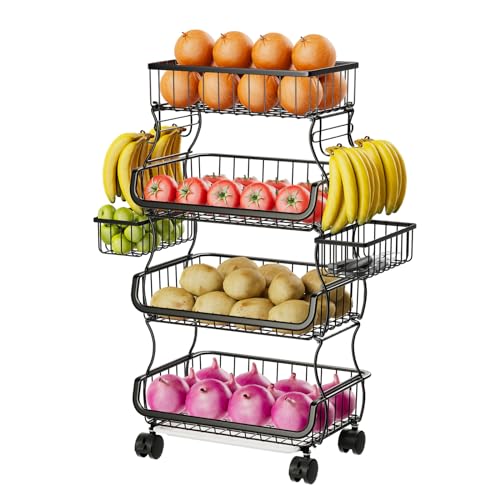 Simple Trending Stackable Cart, Fruit Vegetable Basket - Image 2