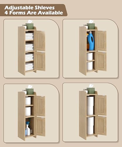 Akxomel Rattan Small Bathroom Cabinet Narrow Toilet Paper - Image 7