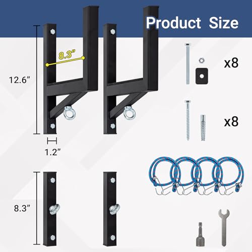 2+2 Trailer Ladder Rack with 4 Elastic Ropes, 350 LBS - Image 3