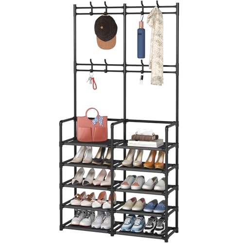 Laiensia 5-Tier Entryway Coat Rack, Coat and Shoe Rack - Image 2