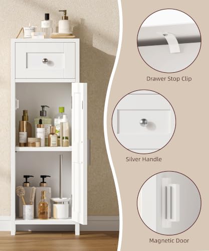 9.8"W Bathroom Storage Cabinet with Drawer & Door, Narrow - Image 7