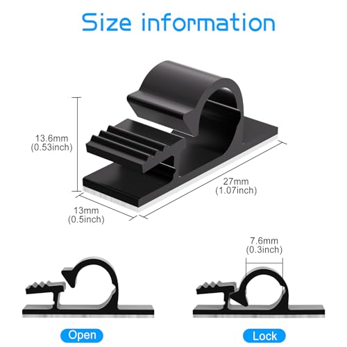 XHF 100pcs Adhesive Cable Wire Clips Black, Outdoor | All Products - Image 3
