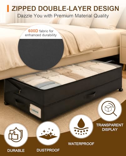 Under Bed Storage w/Wheels,70L Under Bed Containers,2 Pack-Black - Image 5