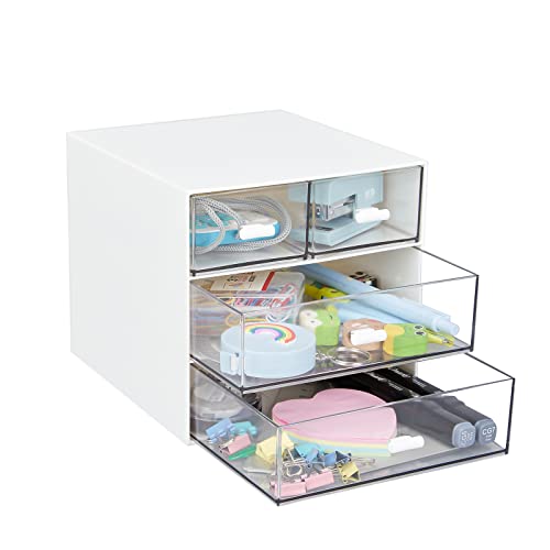 Desk Organizer with 4 Drawers, Clear Plastic Desk Storage Box - Image 5