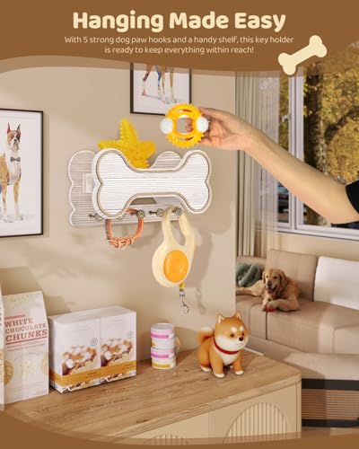 MTERSN Dog Leash Holder for Wall with Key Hooks for Dog - Image 4