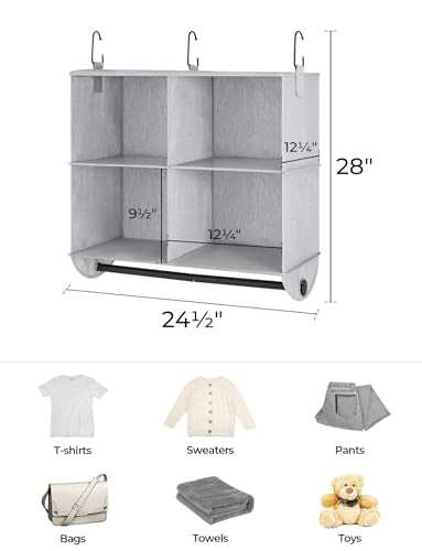 StorageWorks Hanging Closet Organizer with Rod, 4 Sections - Image 4